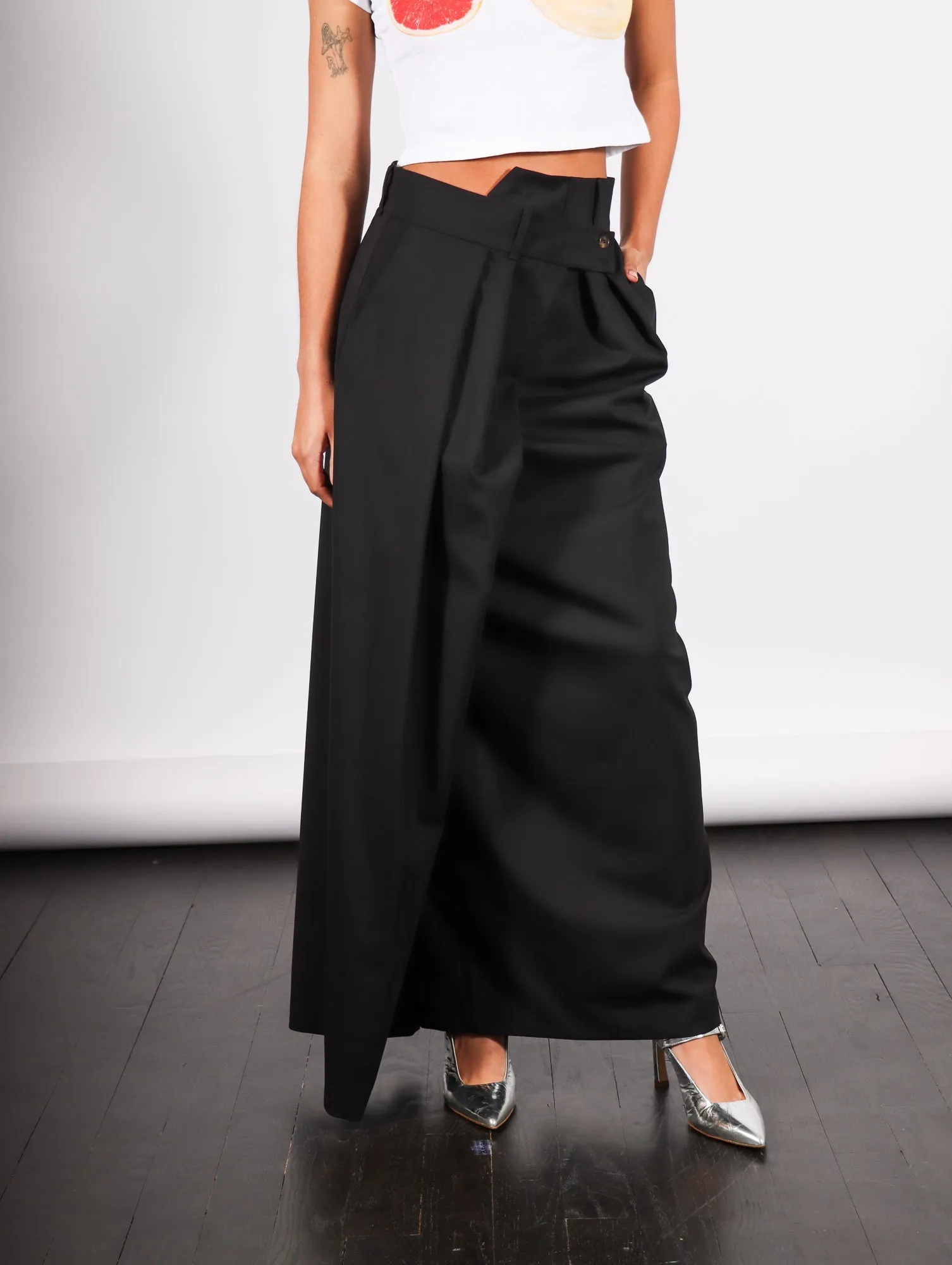 Deconstructed Skirt in Black by A.W.A.K.E. Mode