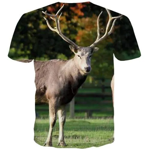 Deer T shirts Men Animal T shirts Funny Elk Shirt Print Christmas Tshirts Casual Harajuku T-shirts Graphic Short Sleeve