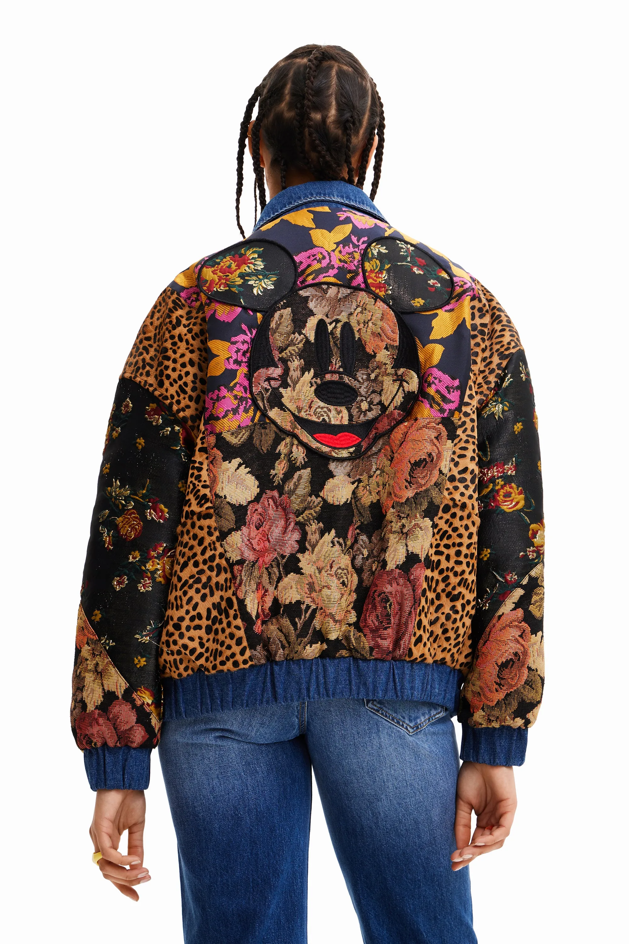 Desigual Monsieur Mickey Bomber Jacket with Leopard 22WWEWA4