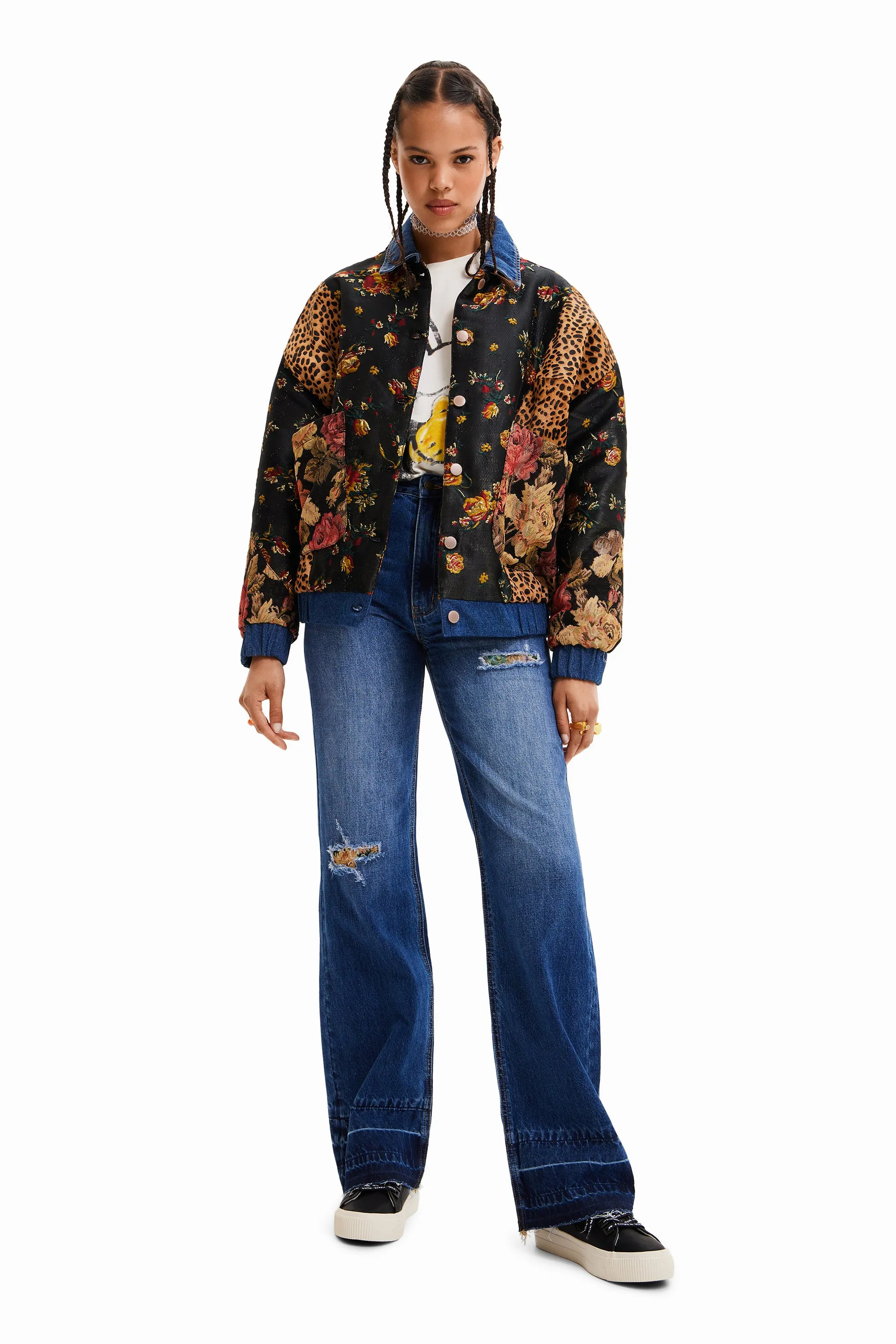 Desigual Monsieur Mickey Bomber Jacket with Leopard 22WWEWA4