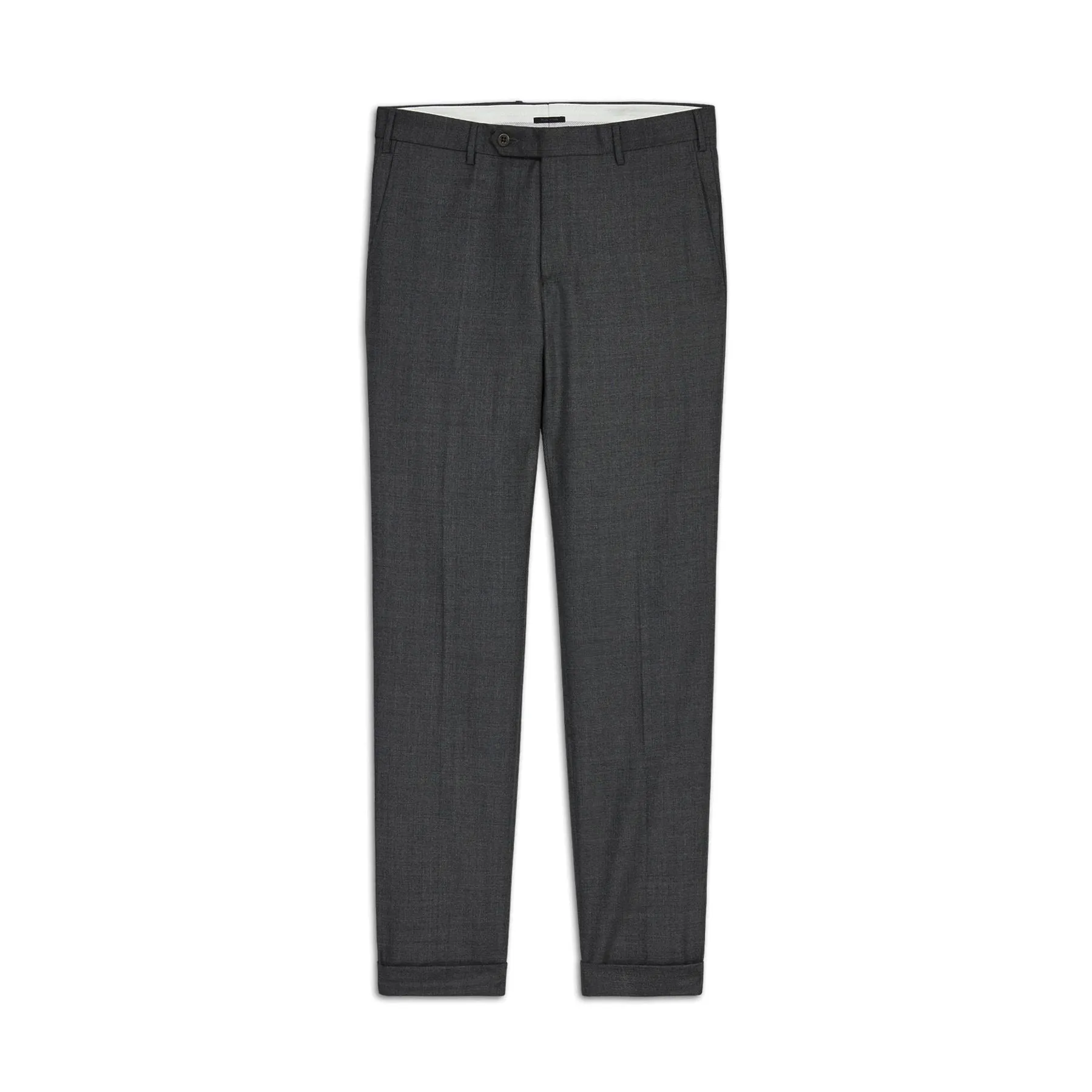 Devon Flat Front Sharkskin Wool Trouser in Medium Grey (Modern Full Fit) by Zanella