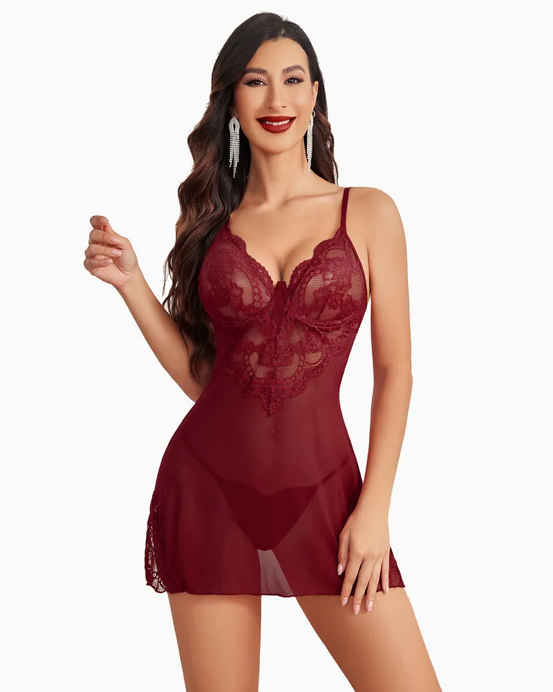 Dress Mesh Nightdress with Thong