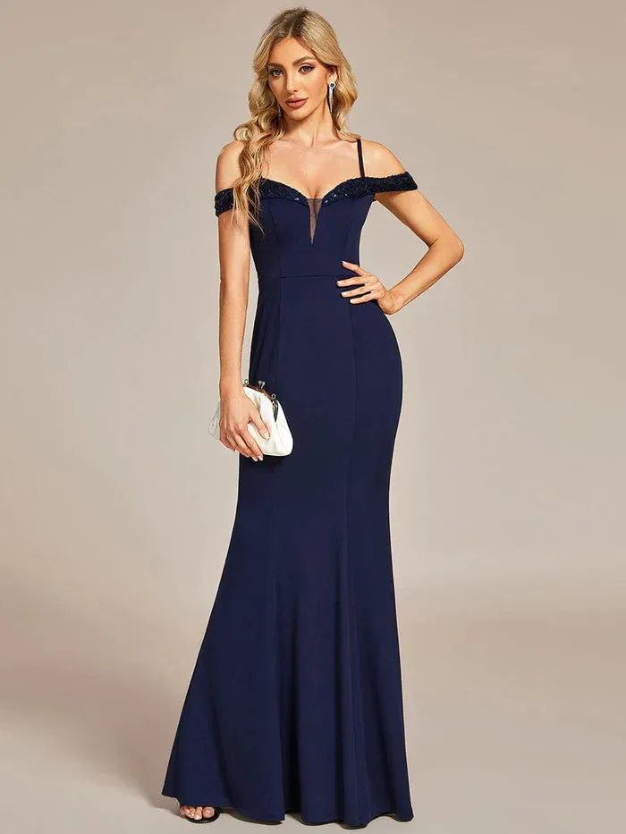 Elegant Fishtail Bodycon Evening Dress with Spaghetti Straps