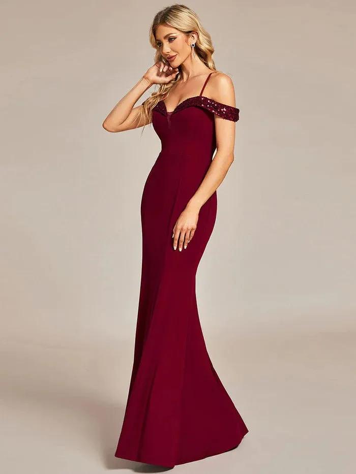 Elegant Fishtail Bodycon Evening Dress with Spaghetti Straps