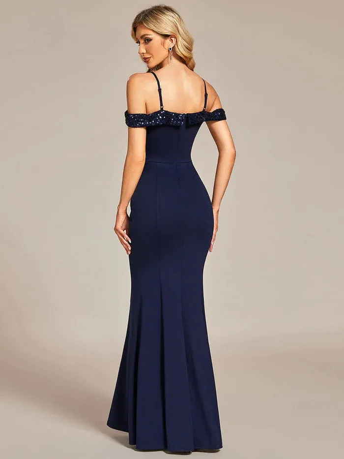 Elegant Fishtail Bodycon Evening Dress with Spaghetti Straps