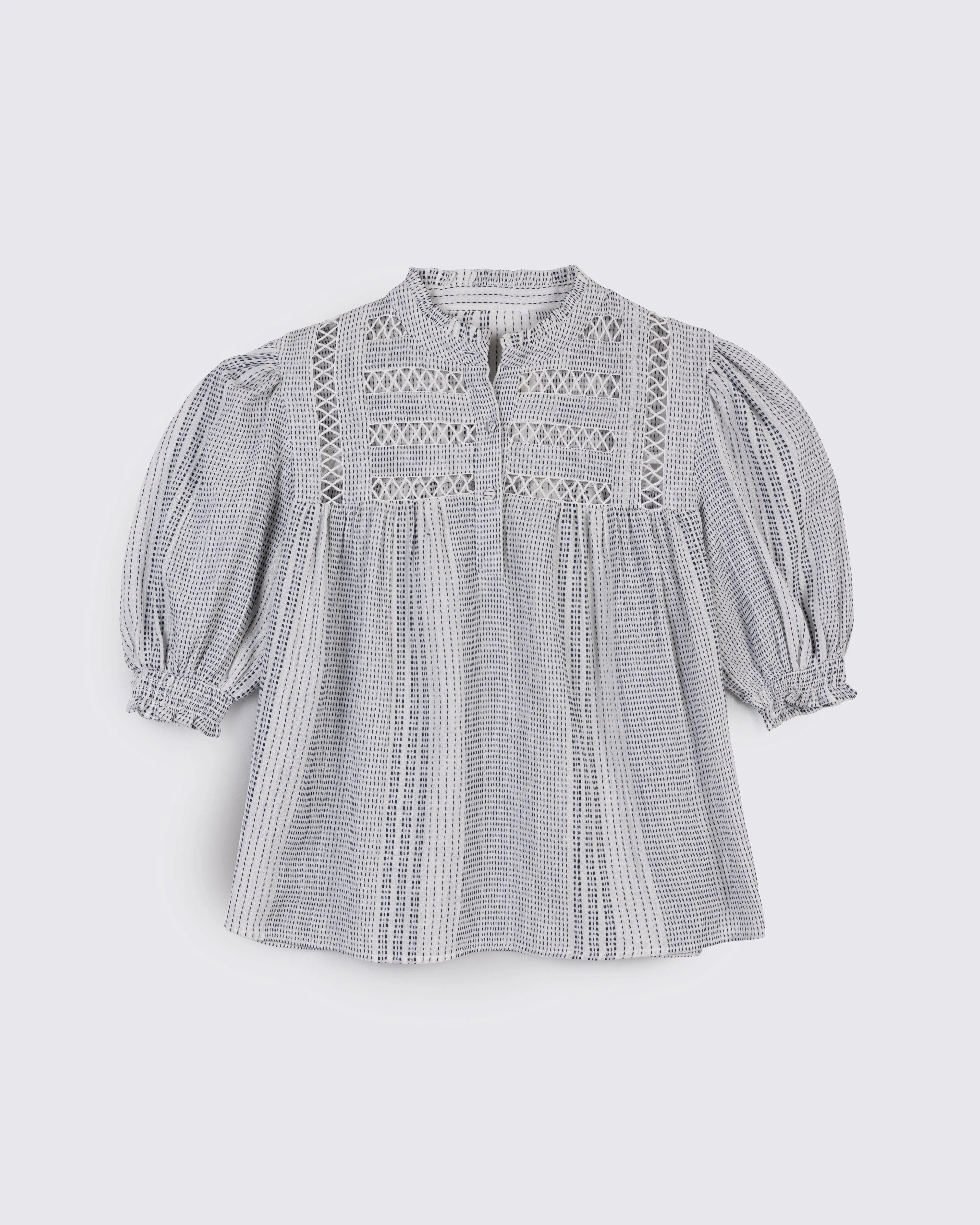 ELLEN STRIPE BLOUSE (NAVY/IVORY)