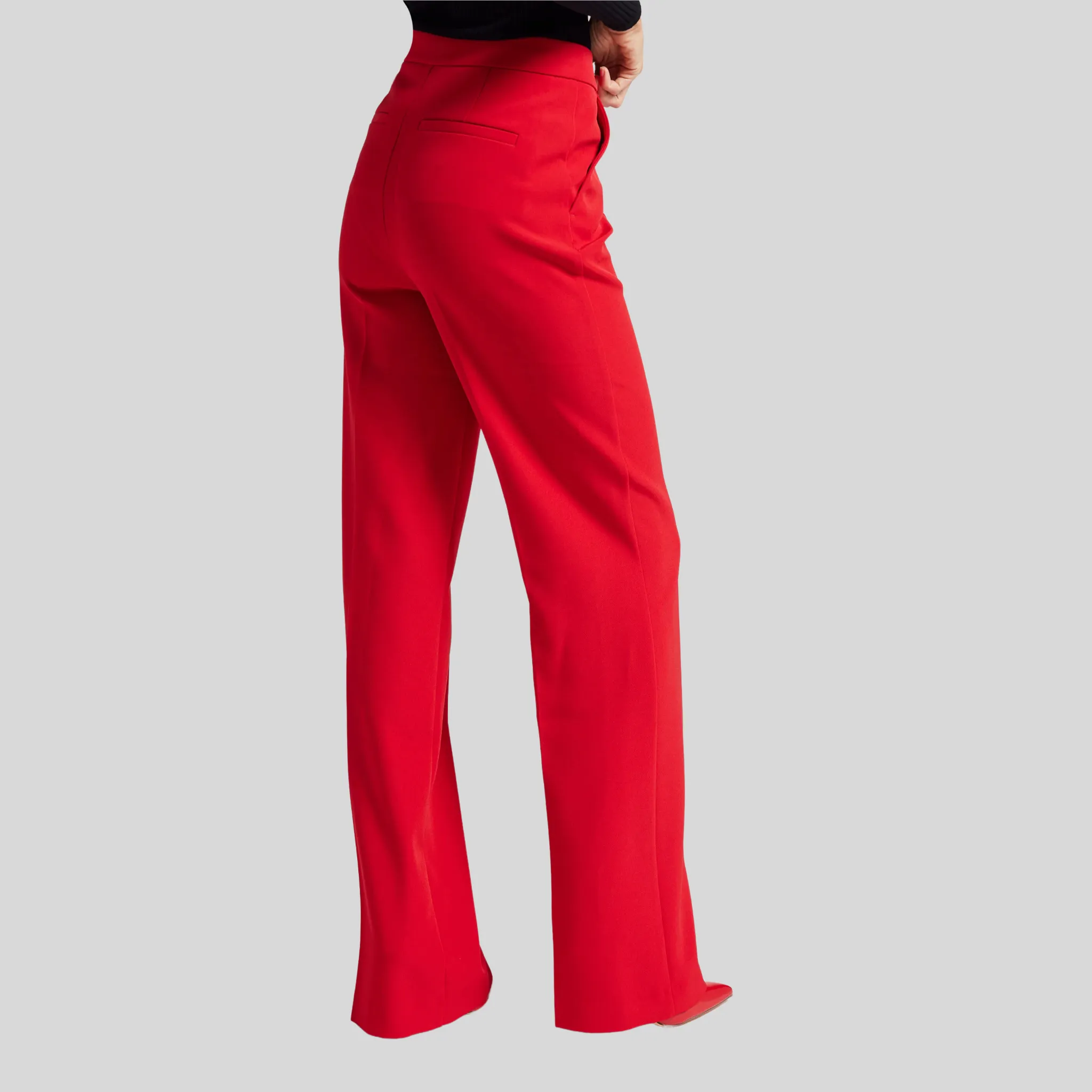 Flared Crepe Pants - Red