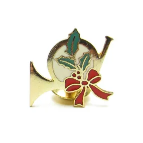 French Horn Christmas Hallmark Metal Tack Pin