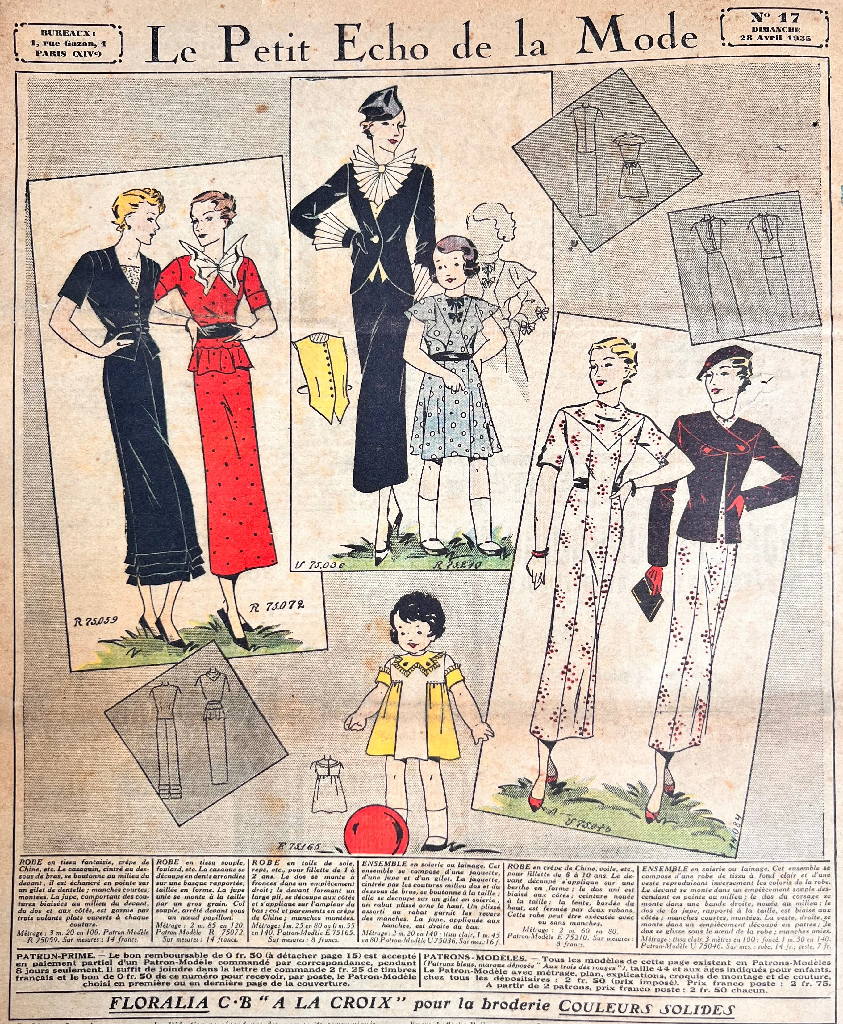 French Spring Fashion in April 1935 Fashion Paper Le Petit Echo de la Mode