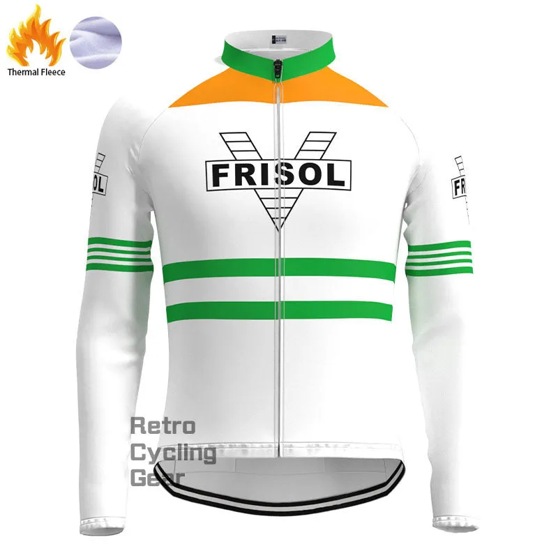 Frisol Orange Fleece Retro Long Sleeves Jerseys