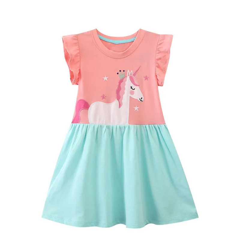 Girls Unicorn Embroidered Pink Sleeveless Summer dress