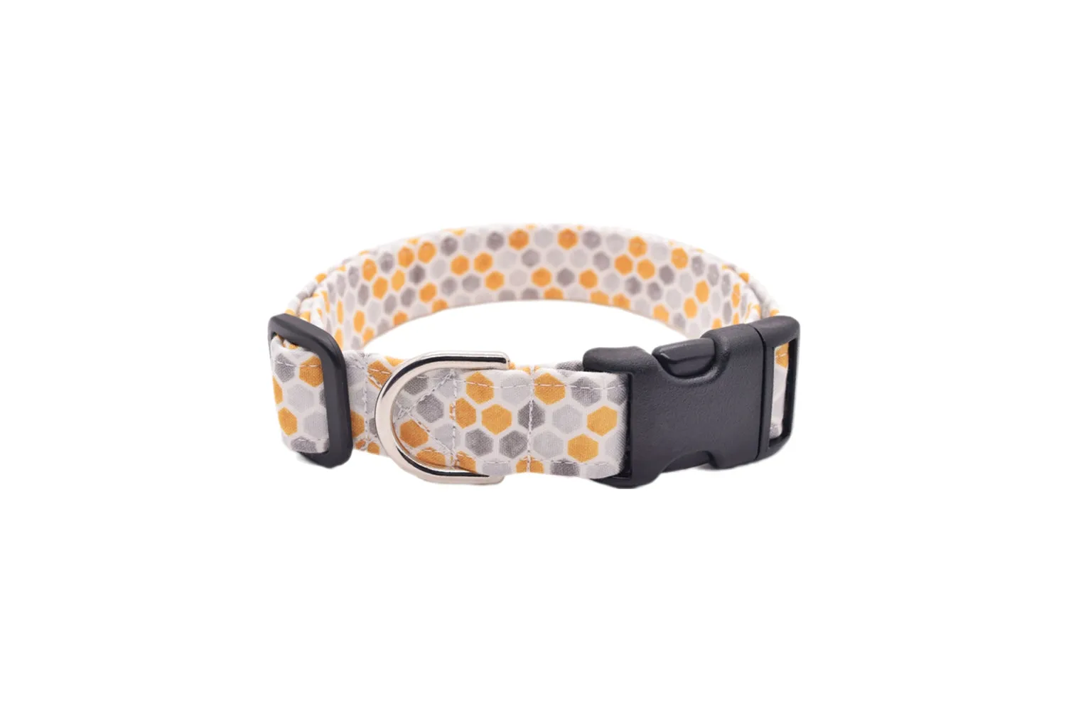 Gray & Golden Yellow Honeycomb Dog Collar