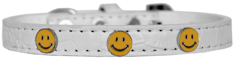 Happy Face Widget Croc Dog Collar White Size 12