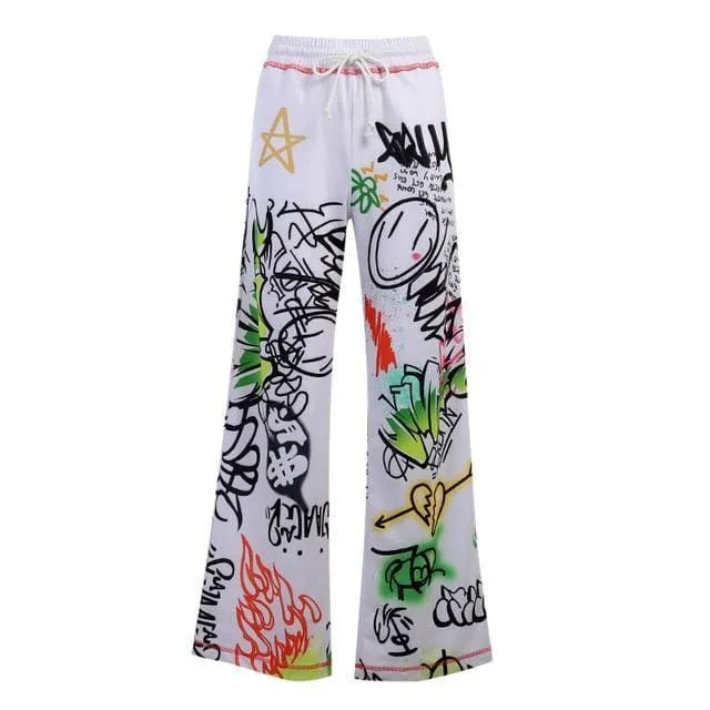 Harajuku Wide Leg Painting Printed Sweatpants