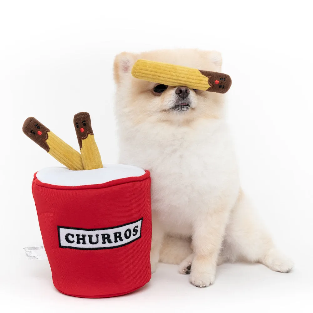 Hey Cuzzies Interactive Hide N Seek Churros Bucket Dog Toy