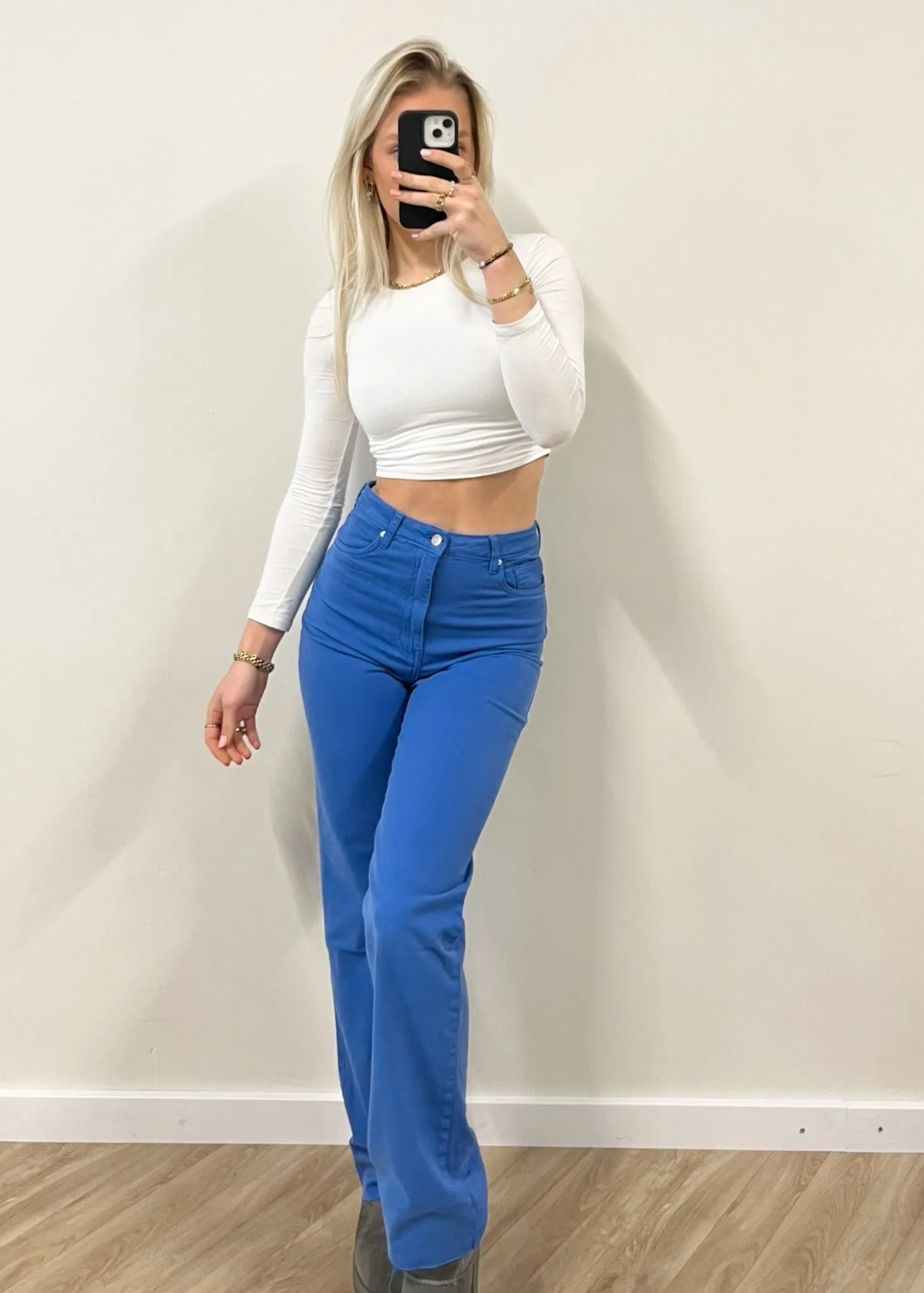 High waist straight leg jeans royal blue (REGULAR)