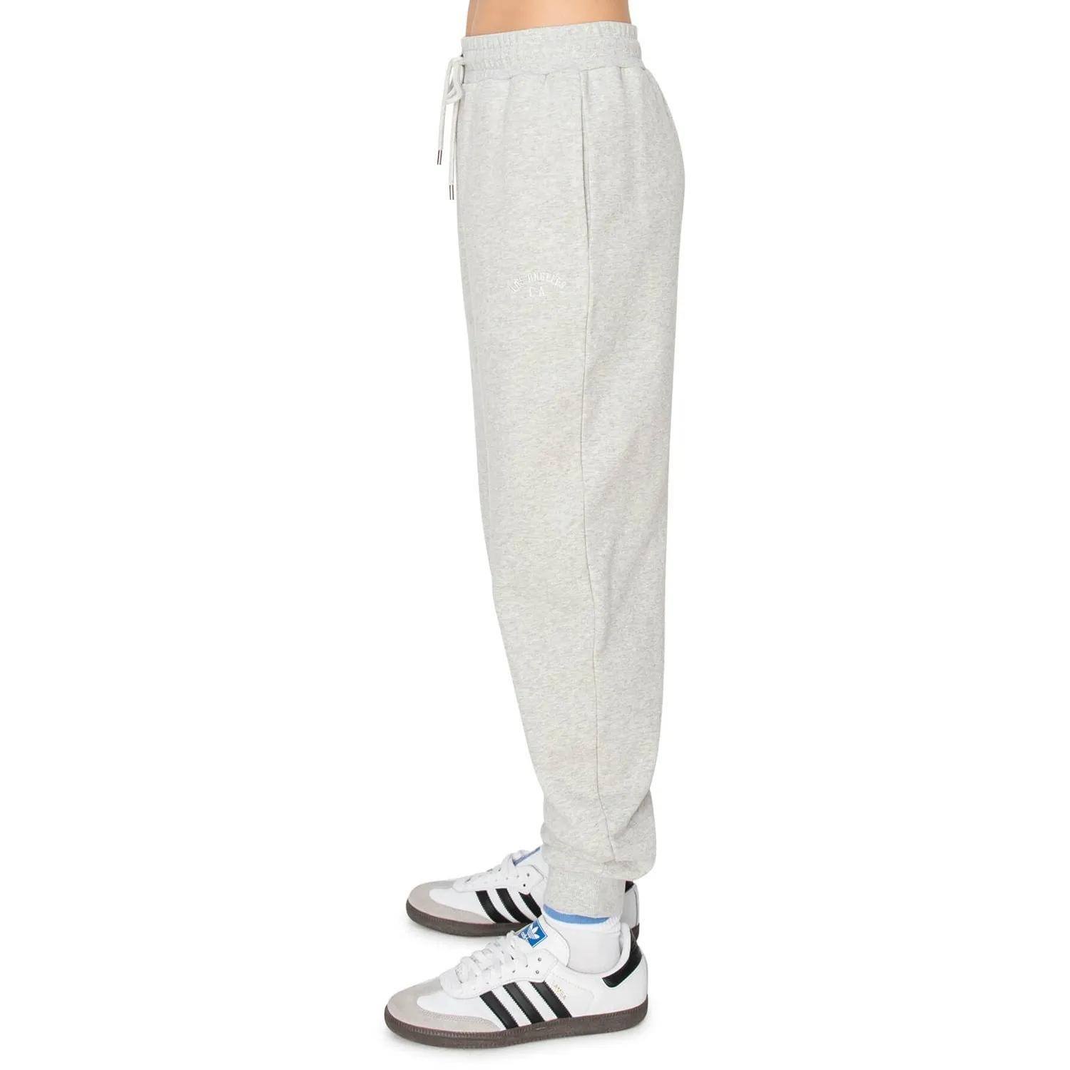 High Waisted Jogger Sweatpants With Los Angeles Embroidery - Heather Grey