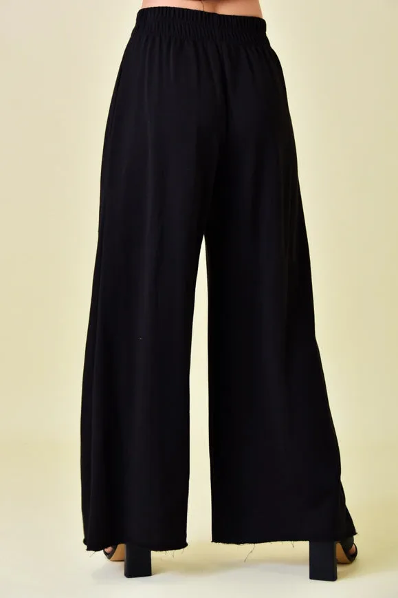 High Waisted Wide Leg Relaxed Fit Lounge Pants Black