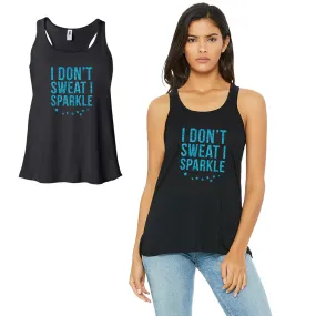 I Don't Sweat I Sparkle-LIGHT BLUE Womens Black Tank Top