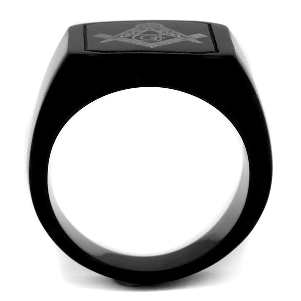 IP Black(Ion Plating) Stainless Steel Ring with No Stone for Women Style TK2371