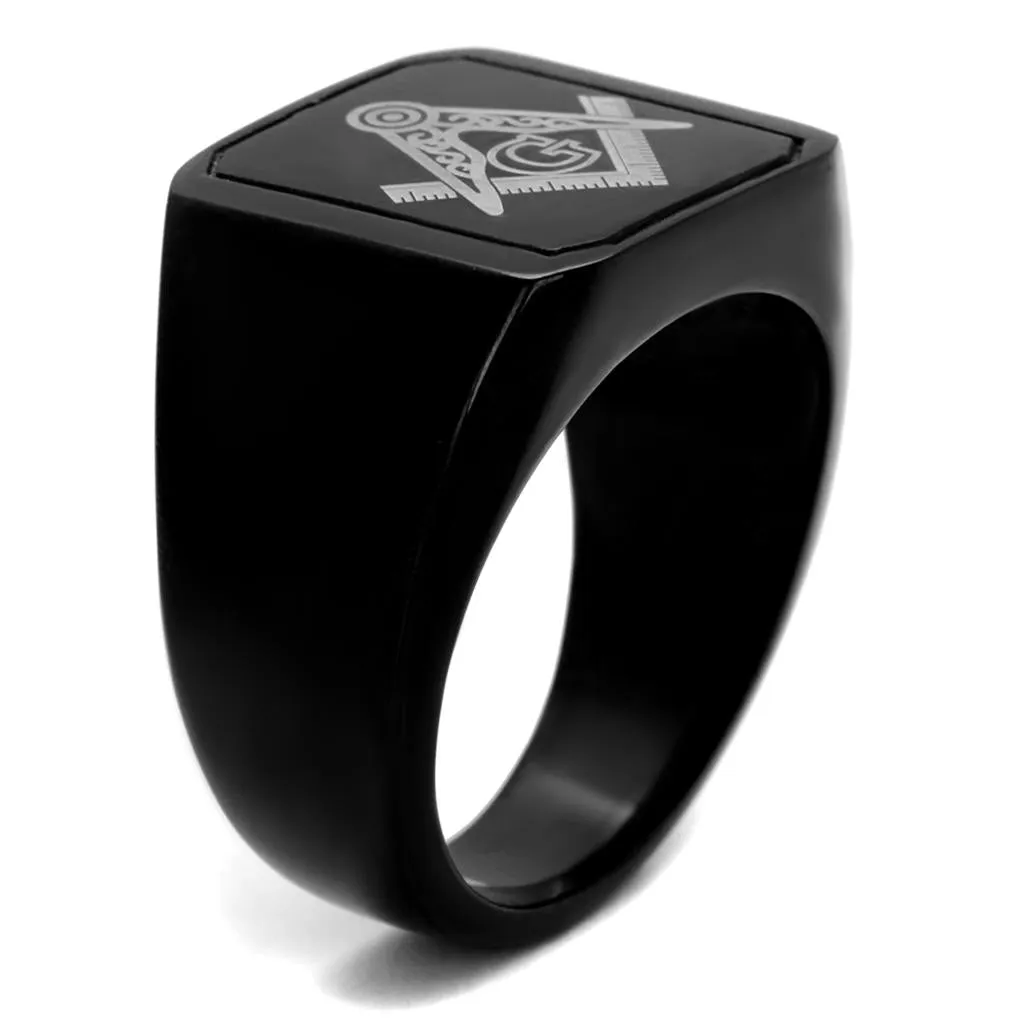 IP Black(Ion Plating) Stainless Steel Ring with No Stone for Women Style TK2371