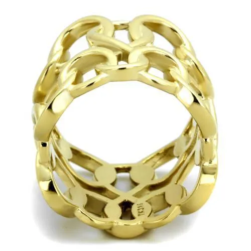 IP Gold(Ion Plating) Stainless Steel Ring with No Stone for Women Style TK1882