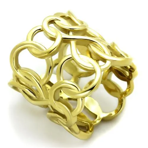 IP Gold(Ion Plating) Stainless Steel Ring with No Stone for Women Style TK1882