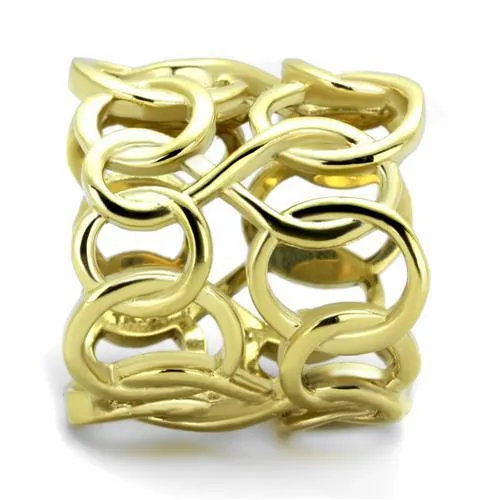 IP Gold(Ion Plating) Stainless Steel Ring with No Stone for Women Style TK1882