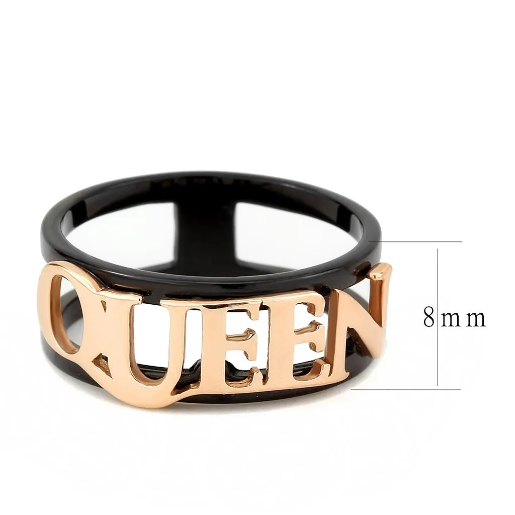 IP Rose Gold  IP Black (Ion Plating) Stainless Steel Ring with No Stone for Women Style TK3584