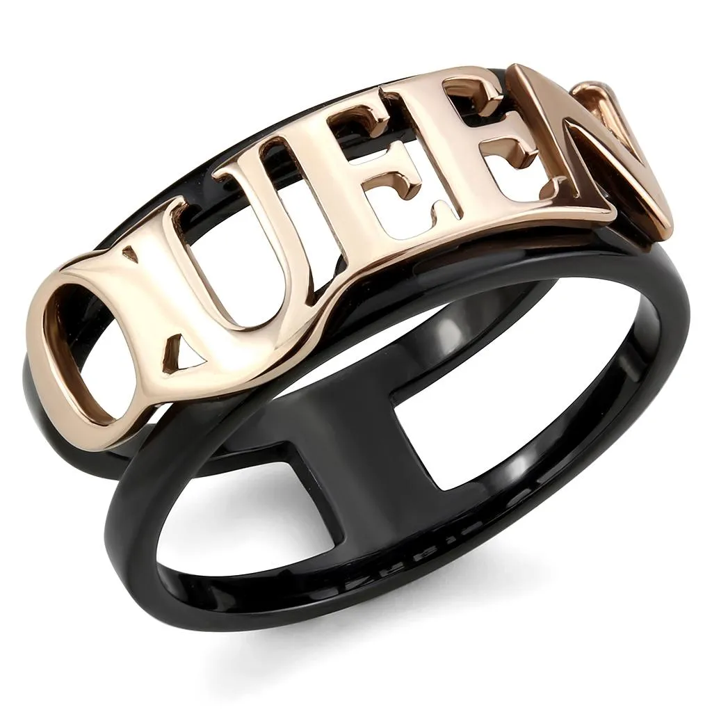 IP Rose Gold  IP Black (Ion Plating) Stainless Steel Ring with No Stone for Women Style TK3584