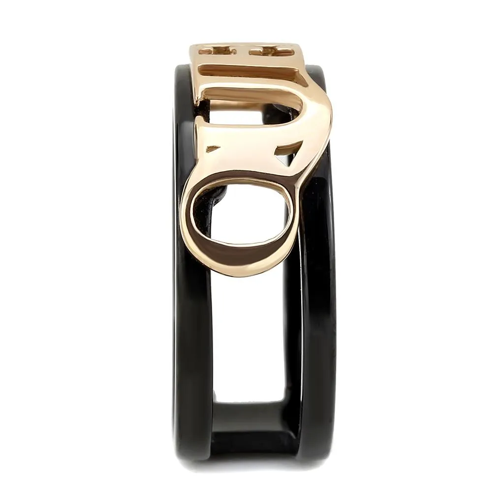 IP Rose Gold  IP Black (Ion Plating) Stainless Steel Ring with No Stone for Women Style TK3584