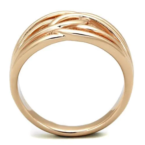 IP Rose Gold(Ion Plating) Stainless Steel Ring with No Stone for Women Style TK1696