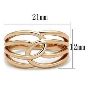 IP Rose Gold(Ion Plating) Stainless Steel Ring with No Stone for Women Style TK1696