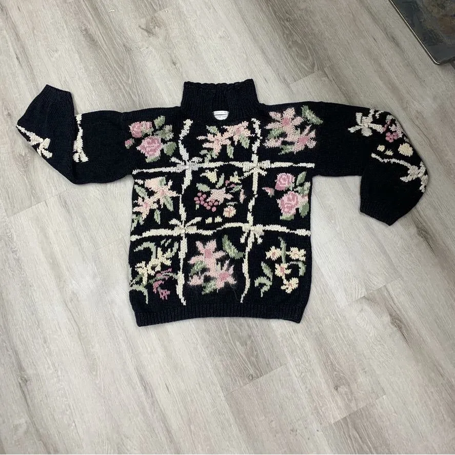 Jennifer Reed Hand Knit Flower Sweater