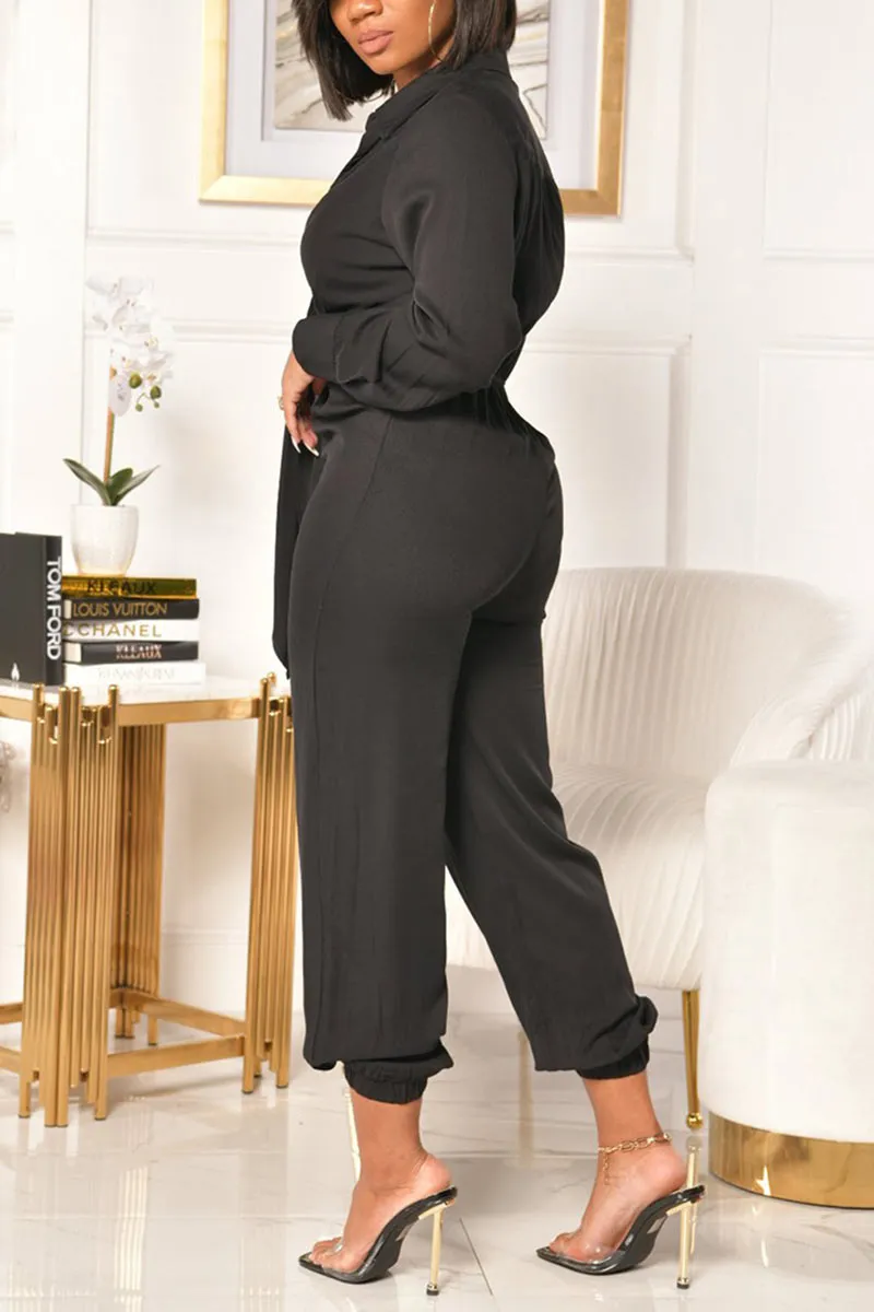 JF0139 Long Sleeve V neck Jumpsuits