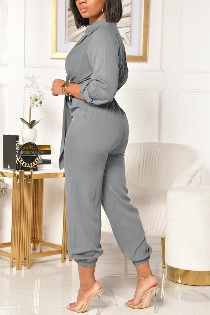 JF0139 Long Sleeve V neck Jumpsuits