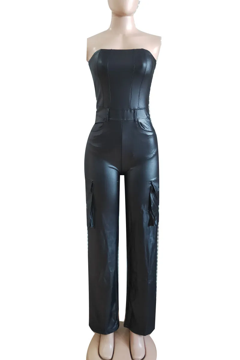 JH0129 Vegan Leather Jumpsuits