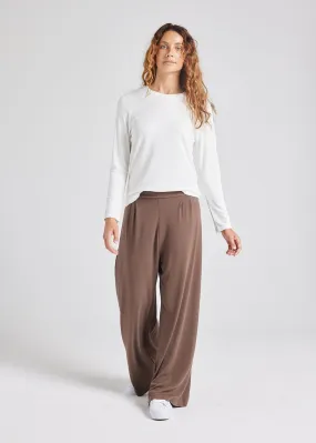 Joplin Ribbed Bamboo Wide Leg Pant - Chocolate