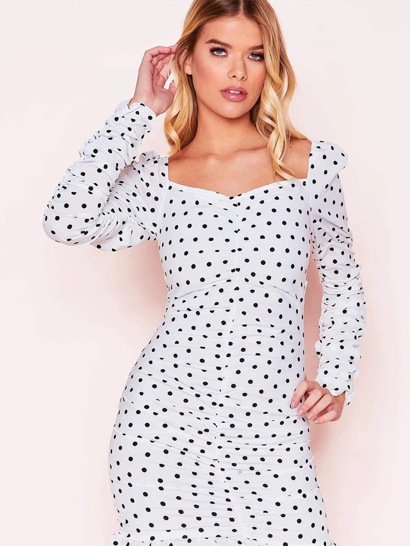 KittenAlarm - V-neck Polka Dot Dress