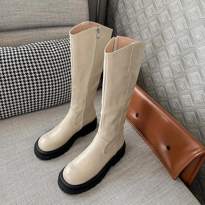 Knee-High Boots Genuine Leather