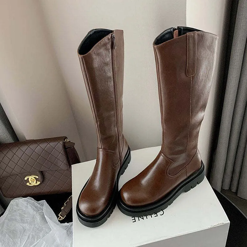 Knee-High Boots Genuine Leather