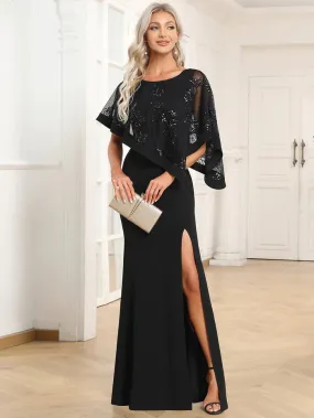 Lace Sequin Shirt Bodycon Floor-Length Mother Dress