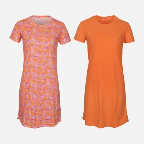 LADIES COTTON SHORT SLEEVE SLEEP DRESS SET (2 PACK)