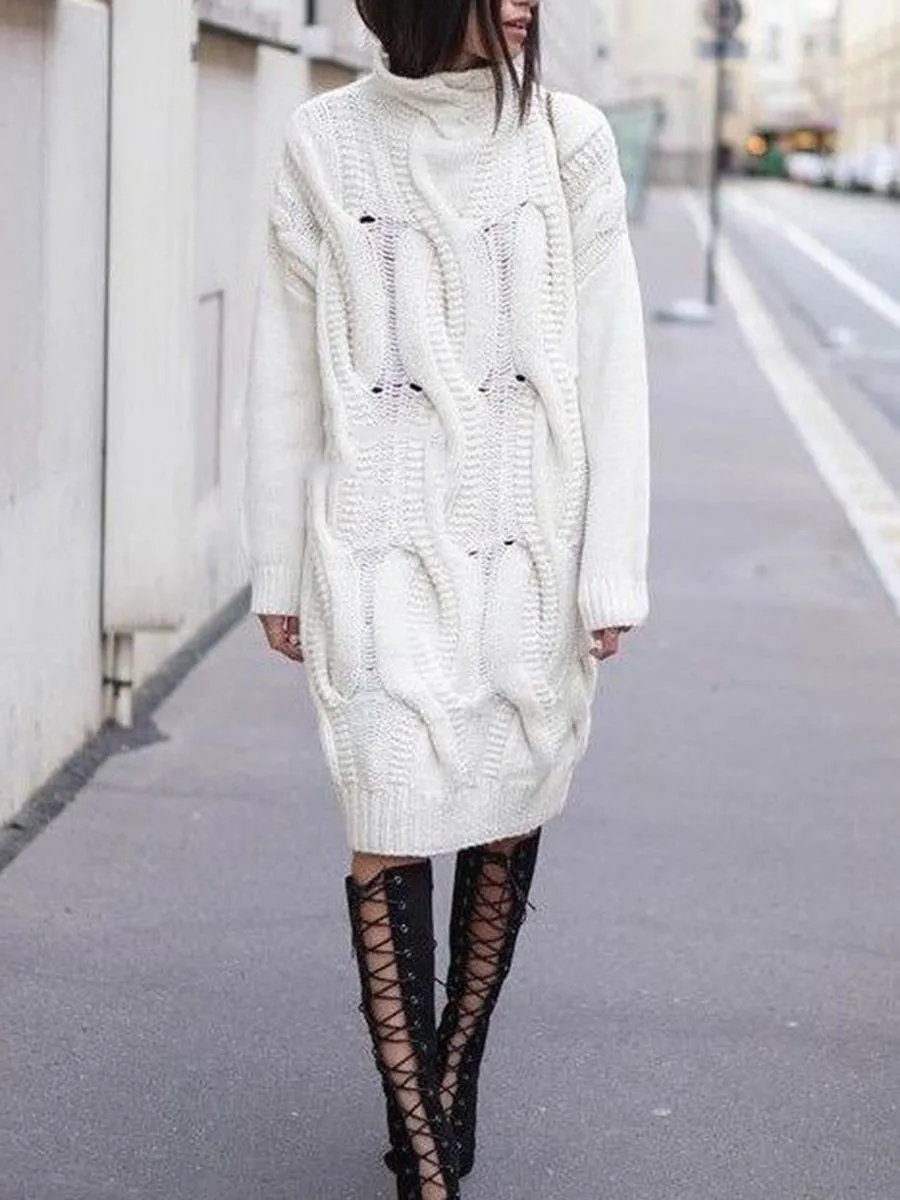 Ladies Fashion Casual Long Knitted Dress