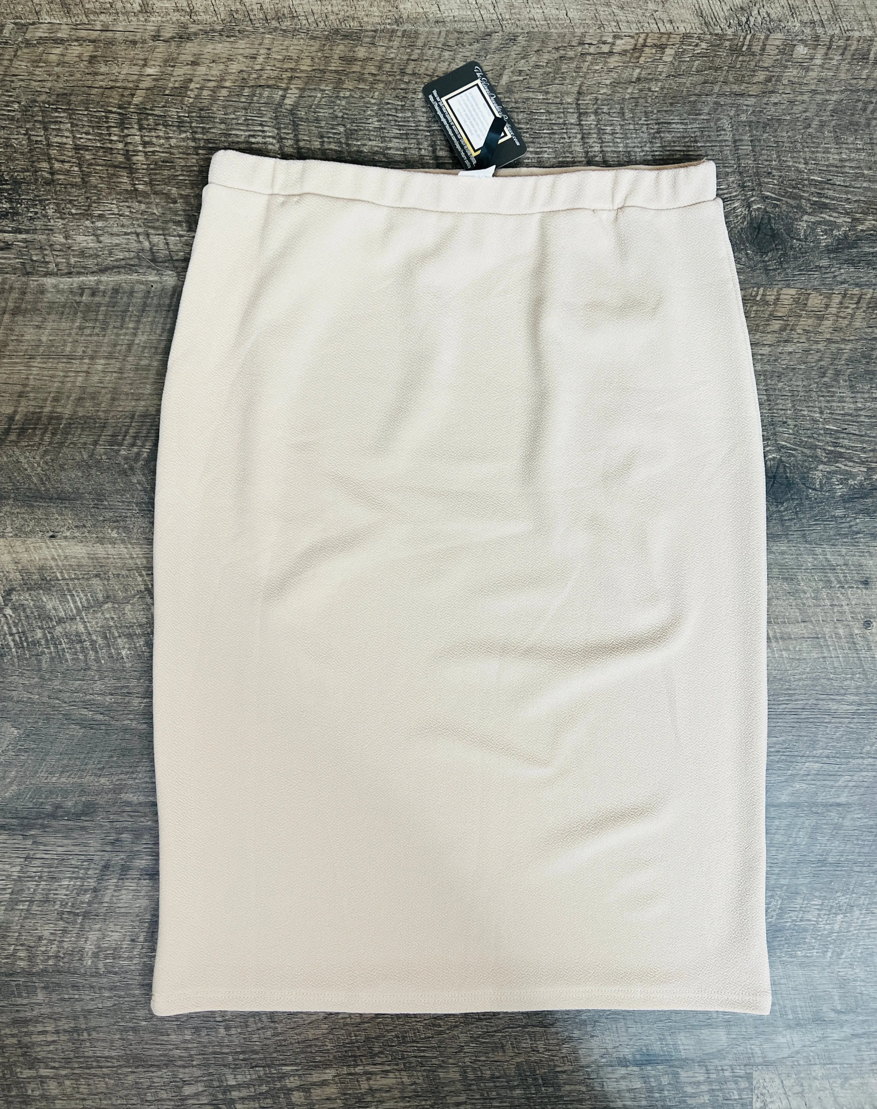 Laura Beige Pencil Style Skirt-Textured