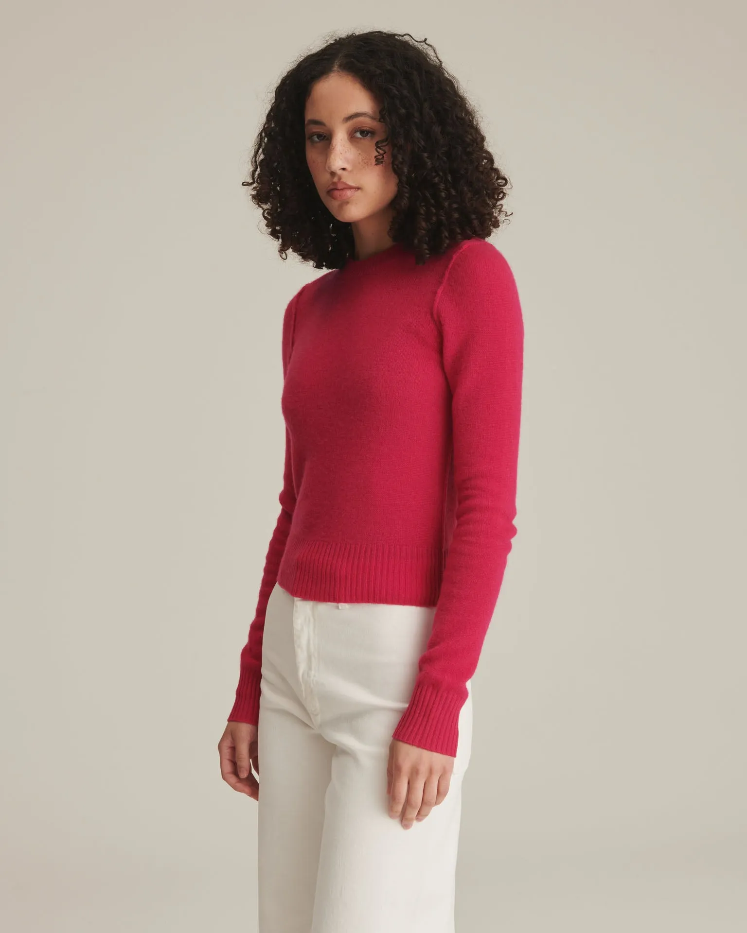 Lightweight Reversible Cropped Crewneck Sweater