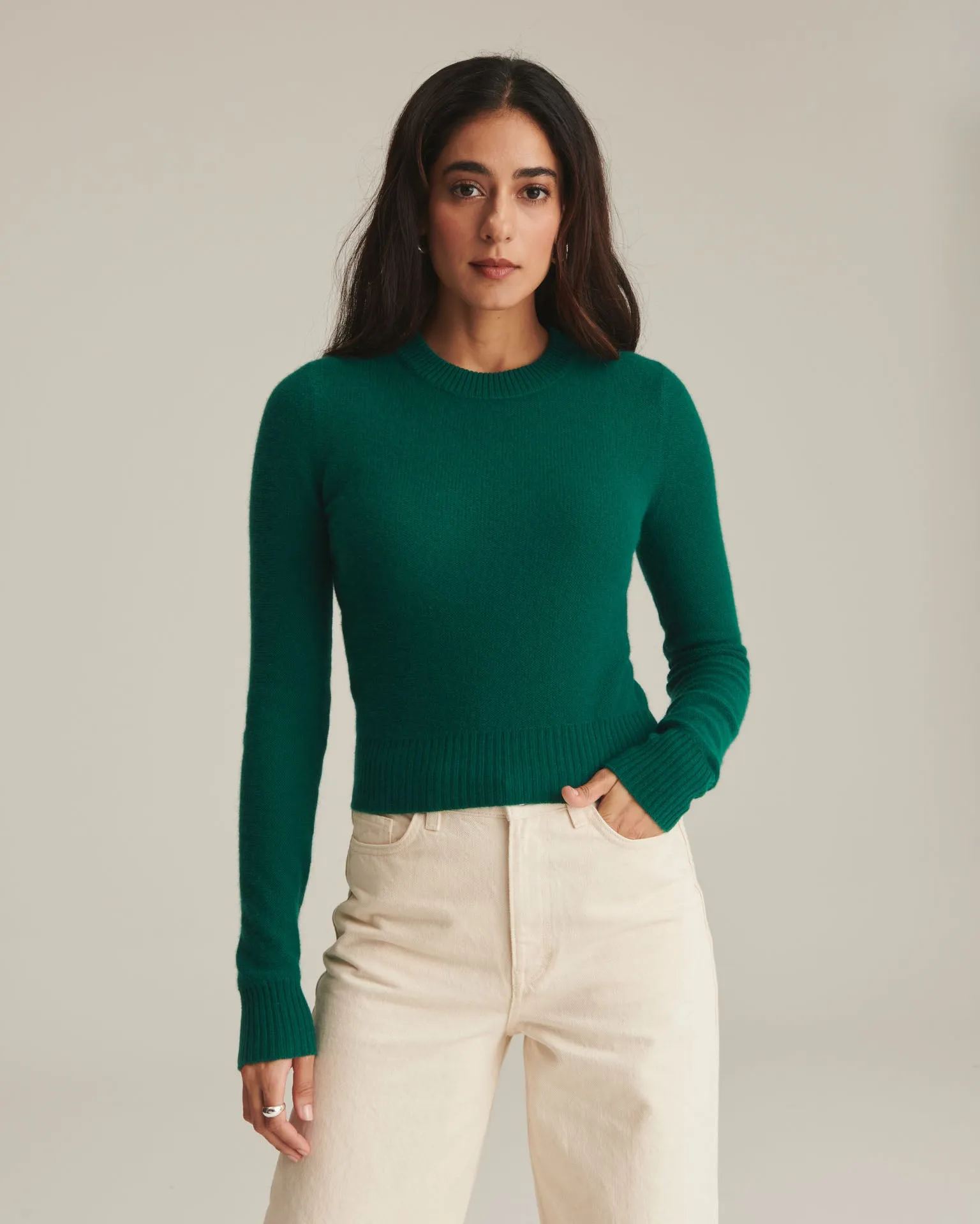 Lightweight Reversible Cropped Crewneck Sweater