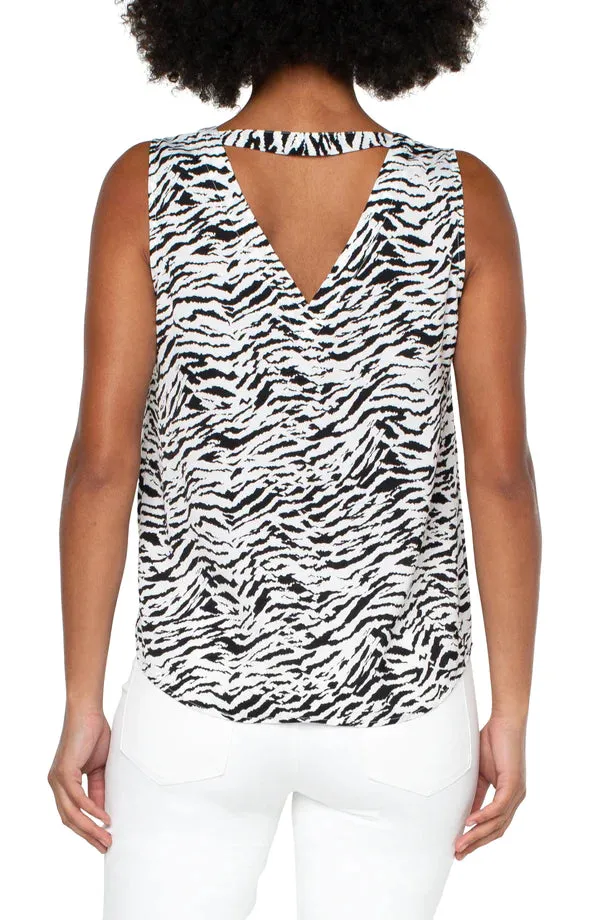 Liverpool Sleeveless Double V-Neck Woven Top GRPC Animal Print