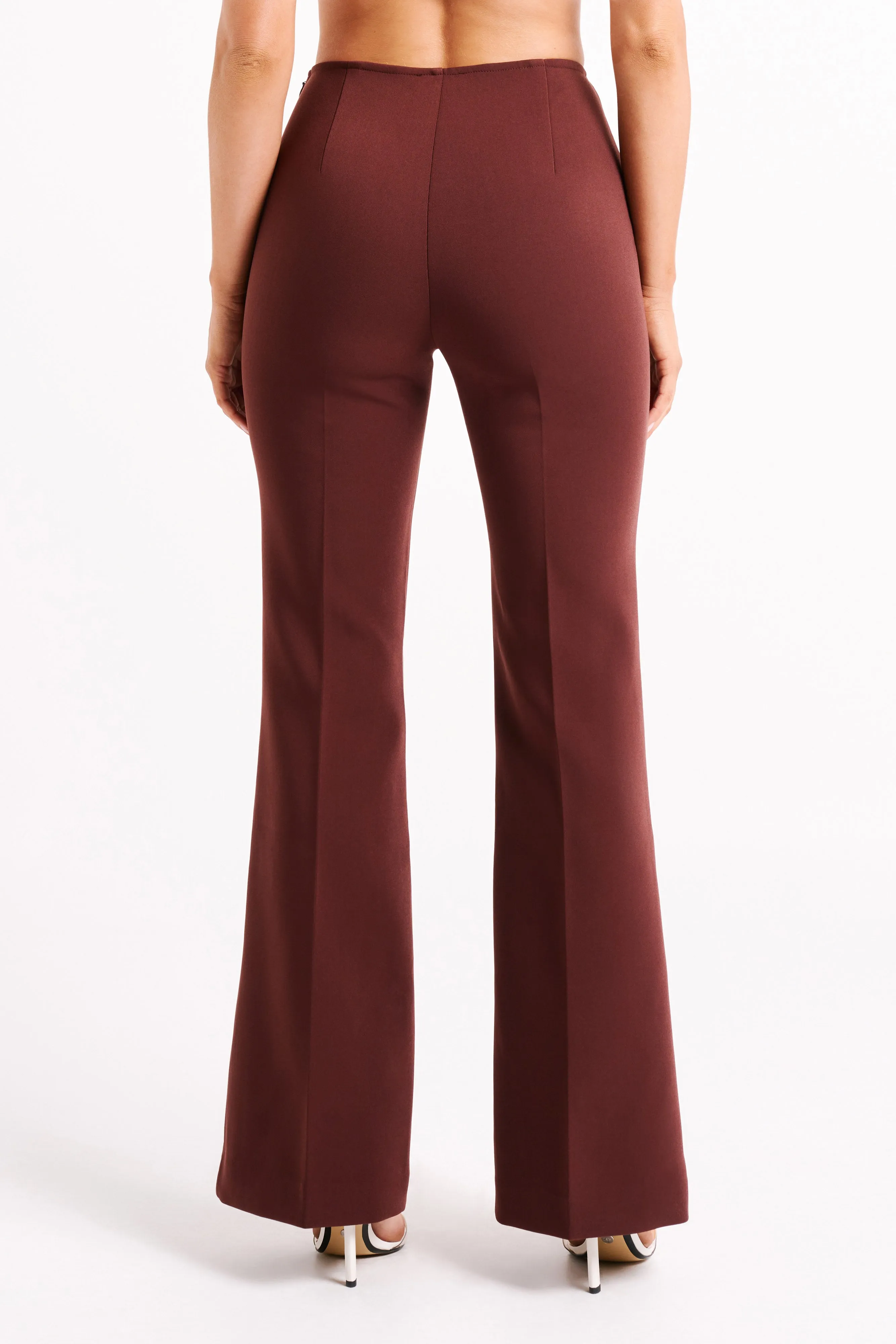 Loretta Fit & Flare Tailored Pant - Chocolate