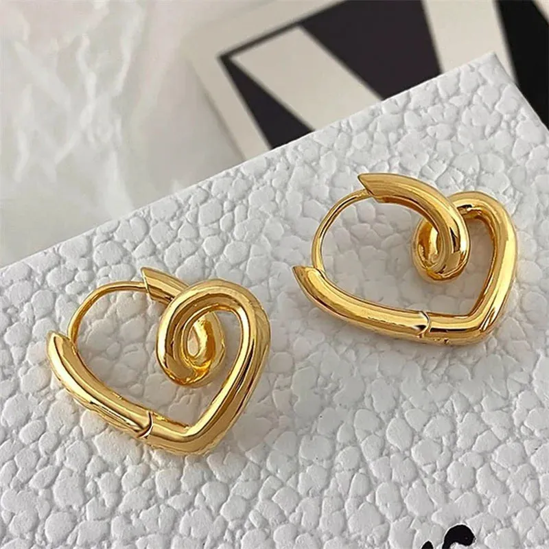 Love Heart Geometric Minimalist Elegant Classic Wedding Hollow Earring